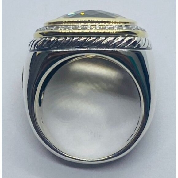 David Yurman Albion Citrine 18K Silver Diamond Ring - Picture 13 of 16